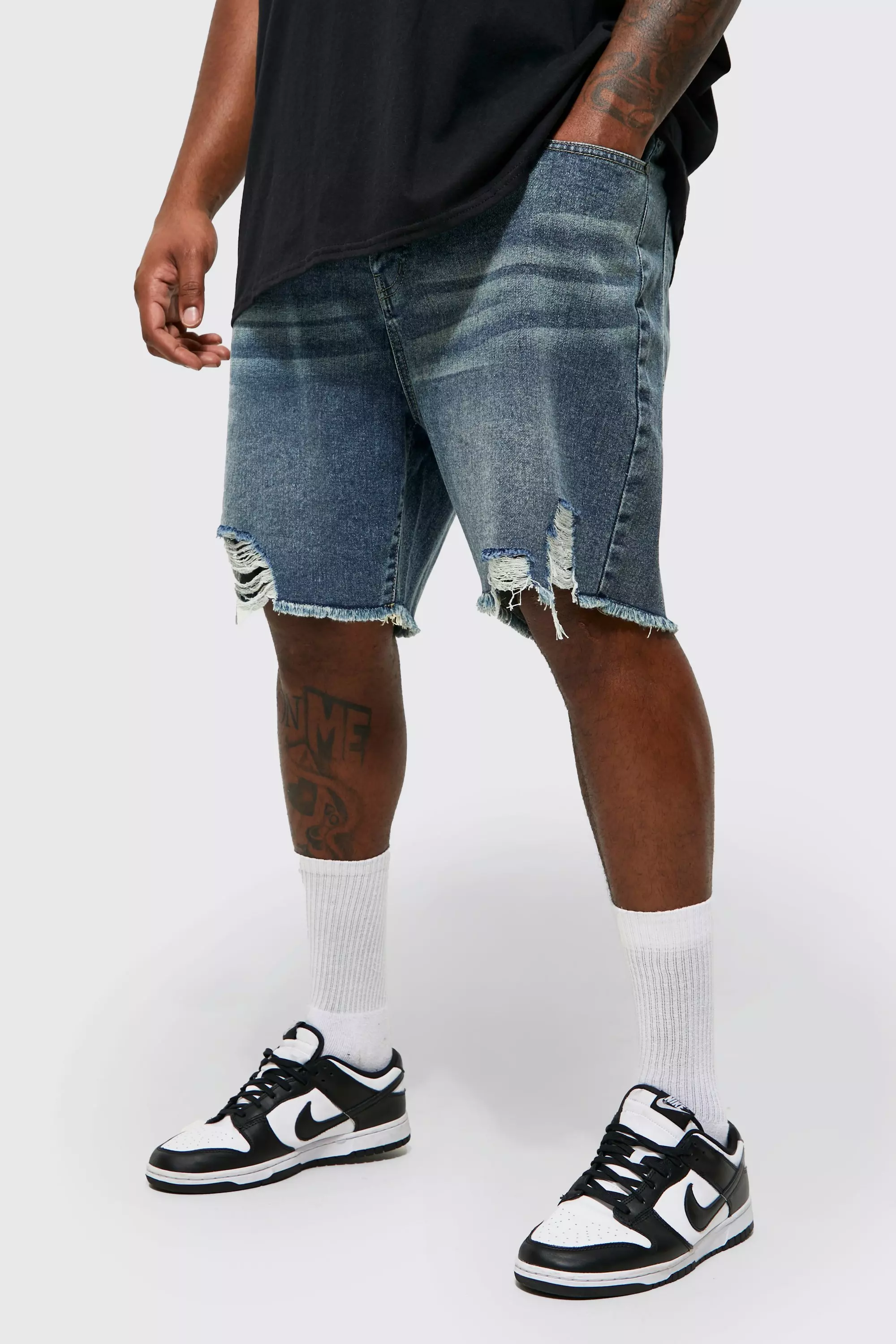 Raw hem shorts mens clearance